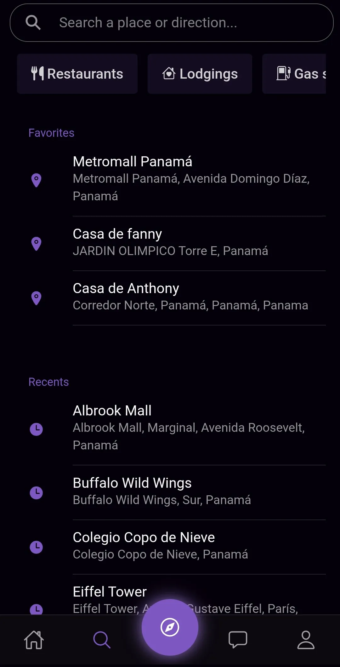 Búsqueda de lugares y favoritos en Ubbi